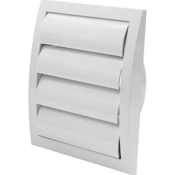 Větrací mřížka Europlast (Lotyšsko) Hranatá mřížka se žaluzií Barva: Bílá, Průměr [mm]: Ø 100 / 148x153 Ø 100 / Ø 125 / Ø 150
