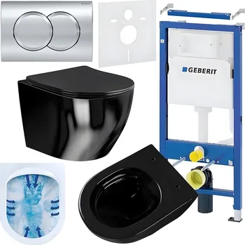 Klozet BPS-koupelny Podomítkový modul Geberit DuoFix s WC mísou MU-BL-RIM-03 + ovládací tlačítko Delta 01 chrom