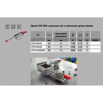 Truhlářská svěrka Upínač s posuvnou tyčí a úhlovou základní deskou STC-IHH15 BESSEY