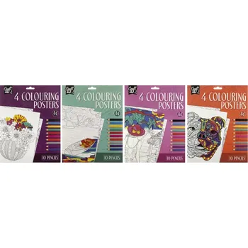 kreativní sada Sada vymalovánkových plakátů Craft ID s pastelkami