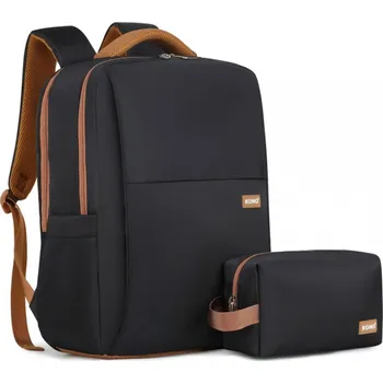 Městský batoh Voděodolný batoh s kosmetickou taštičkou Kono - černo-hnědá