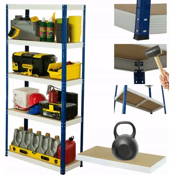 Dílenský regál Kovový regál skladový stojan HELIOS 213x120x50cm 5 polic x 175kg ZÁTĚŽ