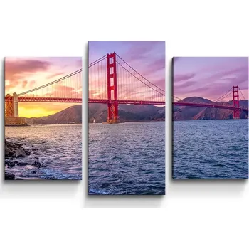 Obraz Sablio Obraz - 3-dílný Golden Gate 5 - 75x50 cm