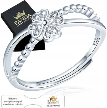 Prsten Prstýnek Stříbrný Nastavitelný Čtyřlístek se Zirkony 925 Dárek Výročí