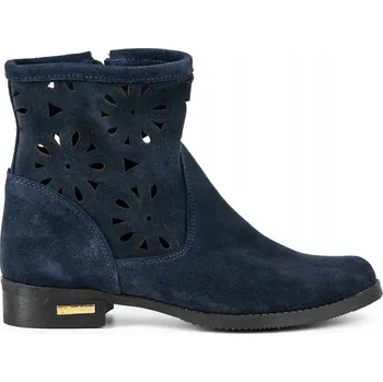 Dámské tenisky Pohodlné kotníkové boty s prolamovaným vzorem v boho stylu kožené Alice tmavě modré 42