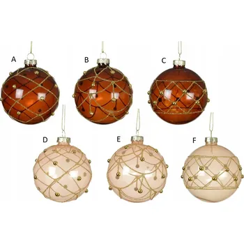 Vánoční dekorace Perleťové skleněné vánoční baňky na vánoční stromeček 8 cm 6 Ks zdobené třpytkami
