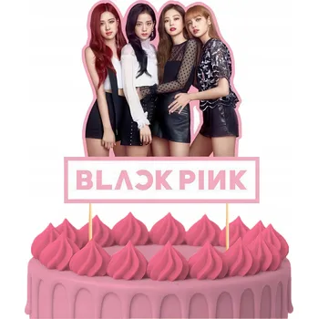 Obraz Ozdoba na dort ZÁPICH DO DORTU k narozeninám Sto Lat BLACKPINK KPOP Postavičky, 3 kusy