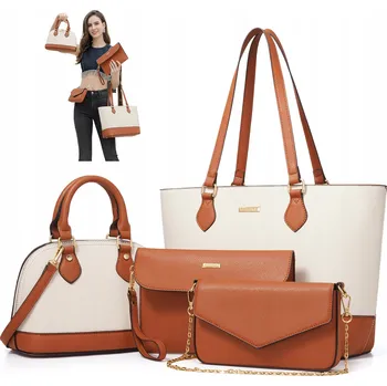 HNĚDÁ SADA DÁMSKÝCH KABELEK 4V1: ELEGANTNÍ SHOPPER TAŠKA PŘES RAMENO + PSANÍČKO