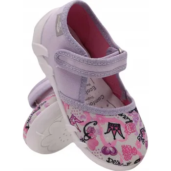 Dívčí bačkory Ren But dětské papuče na suchý zip fialové, velikost 22