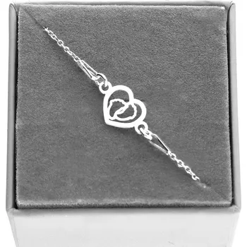 Náramek Stříbrný náramek SRDCE chodidla stopy se stopami stříbro 925 17 cm