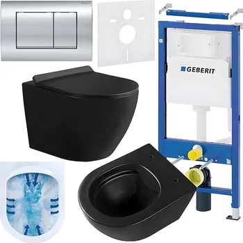 Klozet BPS-koupelny Podomítkový modul Geberit DuoFix s WC mísou MU-MTB-RIM-01 + ovládací tlačítko Delta 30 chrom