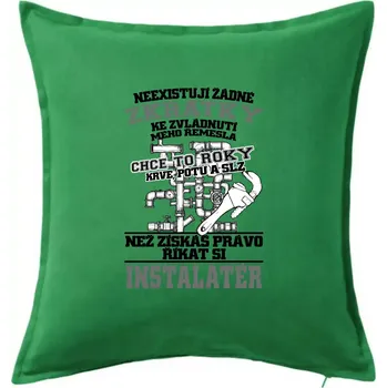 Polštář Instalatér zkratky - Polštář 50x50 - 50x50 - Pouze potah ( Středně zelená )