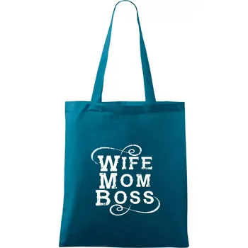 Wife mom boss - Taška bavlněná - 42 x 38 cm ( Petrolejová )