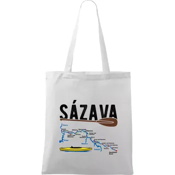 Mapa řeky Sázavy - Taška bavlněná - 42 x 38 cm ( Bílá )