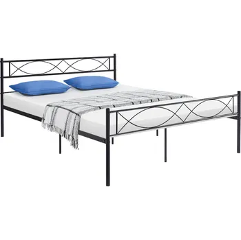 Ložnicová sestava Kovová postel s roštem, 160x200, černá, STELVIA