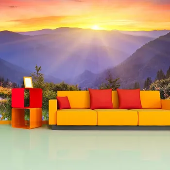 Tapeta Sablio Tapeta Západ slunce nad lesem - 125x75 cm