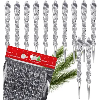 Vánoční ozdoba Camerazar Přívěsek na vánoční stromeček s rampouchy, 12 ks, ozdoba na vánoční stromeček, 13 cm