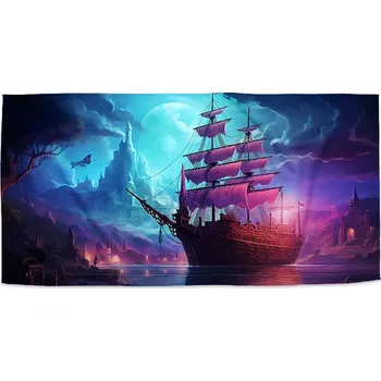 Osuška Sablio Ručník Magická plachetnice pod měsícem - 30x50 cm