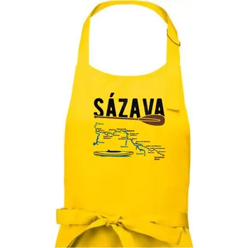Kuchyňská zástěra Mapa řeky Sázavy - Dámská zástěra na vaření - Univerzální velikost ( Žlutá )