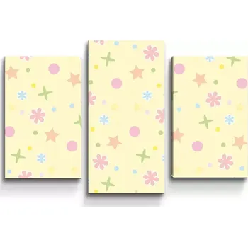 Obraz Sablio Obraz - 3-dílný Hvězdy, květy a puntíky - 75x50 cm