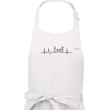Kuchyňská zástěra EKG rodina a dvě holky - Dámská zástěra na vaření - Univerzální velikost ( Bílá )