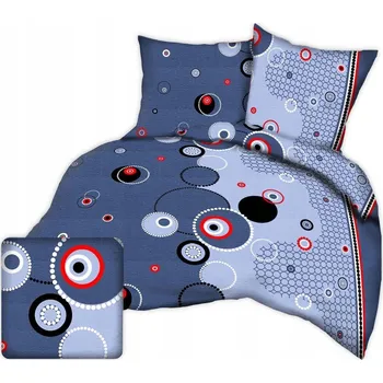 Povlečení Krepové povlečení 180x200, vzor kruhů na modré barvě