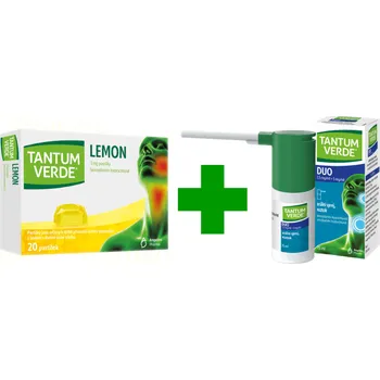 Lék na bolest v krku Tantum Verde Duo 1.5mg/ml+5mg/ml orální sprej, roztok 15 ml + Tantum Verde Lemon 3mg 20 pastilek