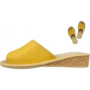 Dámské pantofle Dámské Pantofle z PŘÍRODNÍ KŮŽE Pohodlné POLSKÉ pantofle na KLÍNKU 35-41