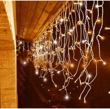 Vánoce Světelný závěs Rampouchy 300 LED + FLASH Jiskra BÍLÁ STUDENÁ rampouchy 201 - 300 světýlek