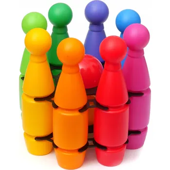 Kuželky malé v košíku 8 ks 2 koule 25371