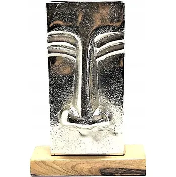 Váza VÁZA OBLIČEJ KOV+DŘEVO 27,5 CM