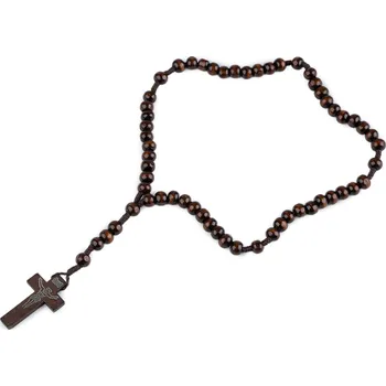 Náramek Růženec dřevěný na drhaných šňůrkách, malé, 2 hnědá tmavá