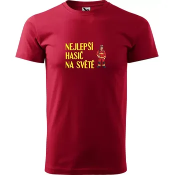 Sablio Tričko s potiskem Nejlepší hasič na světě - červené 5XL