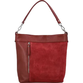 Dámská kožená kabelka do ruky tmavě červená - Delami Vera Pelle Aneli červená