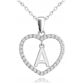 Náhrdelník STŘÍBRNÝ NÁHRDELNÍK SRDCE S PÍSMENEM A