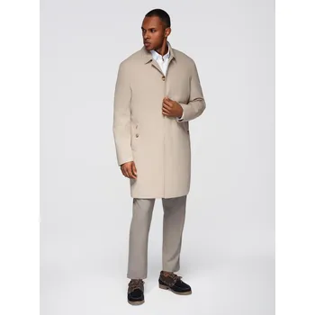 Pánský zimní kabát Ombre Men's minimalist coat with detachable vest - beige Ombre šedá | krémová 3451133