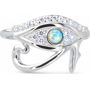 Prsten Prstýnek OKO HORUSA Egyptský opál pyramidy stříbro 925 platina