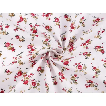 Bavlněná látka / plátno drobné květinky, barva 1 červená