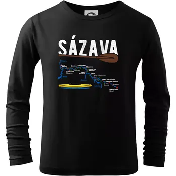 Chlapecké tričko Mapa řeky Sázavy - Triko dětské Long Sleeve - 122 cm/6 let ( Černá )