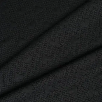 Zbytek - Pletenina/žakár srdce černá