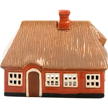 Svícen Det Gamle Apotek Keramický domek / svícen pro čaj. svíčku V.11x14x8 cm, červený