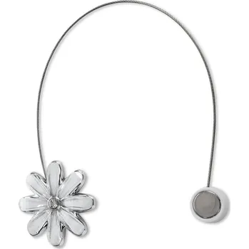 Váza SADA 2KS DEKORAČNÍ SPONA NA ZÁVĚS FLOWER S MAGNETEM 5 X 14 CM BÍLÁ