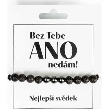 Náramek Láva černá, Mužská záležitost náramek z přírodních kamenů - ˇUžasný chlap 21 cm, zrozen ze čtyř živlů