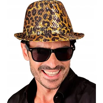 Klobouk Flitrový klobouk fedora s leopardím vzorem, Karneval