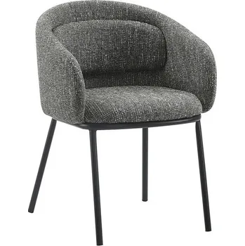 Jídelní židle Designová industriální šedá jídelní židle Tromso s čalouněním s opěrkovým polštářem a kovovými nožičkami 56 cm