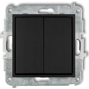 vypínač Dvojitý vypínač Klasik, Podomítkový Karlik černý 12MWP-44.2