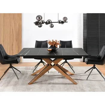 Jídelní stůl VENETI FEDOR Rozkládací jídelní stůl Černý mramor / Dub