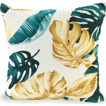 Povlak na polštářek Povlak na polštář z krepové kůry 50x60 bílý se zelenými a zlatými exotickými listy