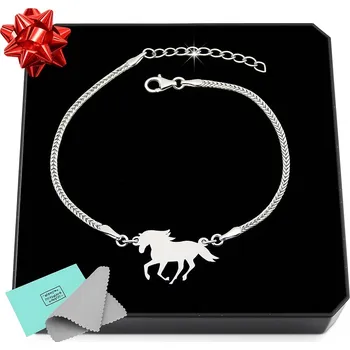 Náramek Stříbrný náramek s koněm dámský dárek stříbro 925 celebritka