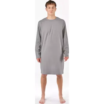 Pánská noční košile GINA pánské košile noční pánská dlouhý rukáv, šité, s potiskem Pyžama 2025 79203P šedá peprmint L